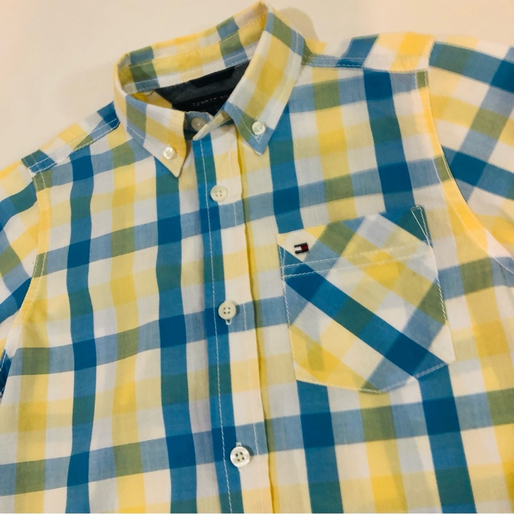 Boy Sz. 6 Blue and Yellow Plaid Kids Shirt